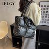 Ielgy Premium Texture Bag Large Capacity Fashion Autumn Winter Cotton Padded Clothes One Shoulder Portable Commuter Tote Bag