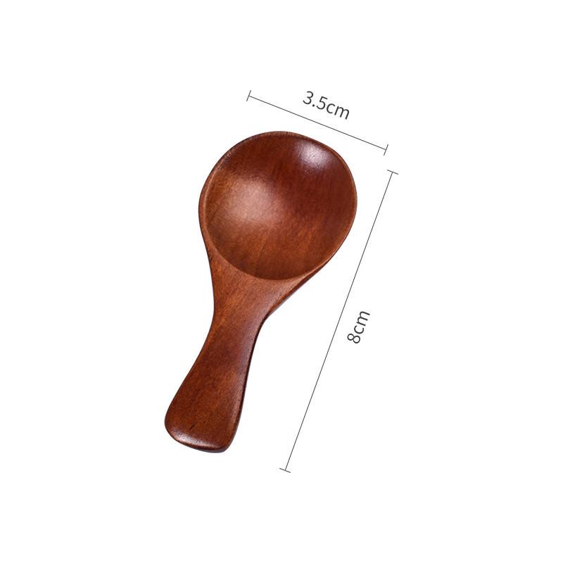Wooden Short-Handle Dessert Spoons - 4 Pack