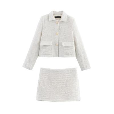 Pearl Leather Wool Coat and Skort Skirt Set for Women - 2026 New Style