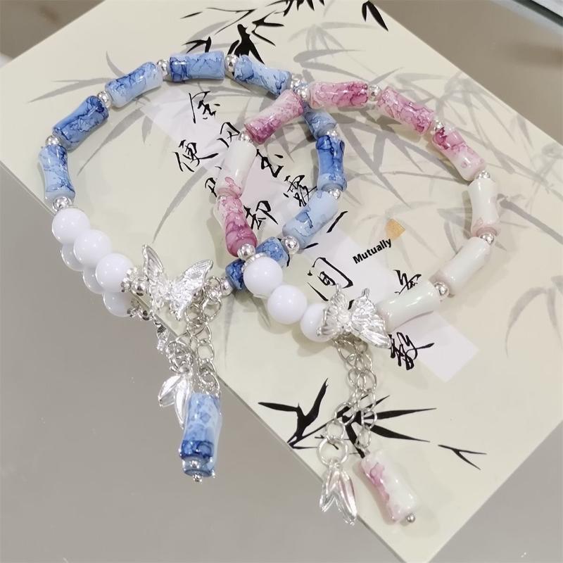 

2 шт. Китайський Старовинний Стиль Метелик Бамбук Солодкий Універсальний Браслет для Пари Вишуканий Популярний Ювелірний Аксесуар Подарунок