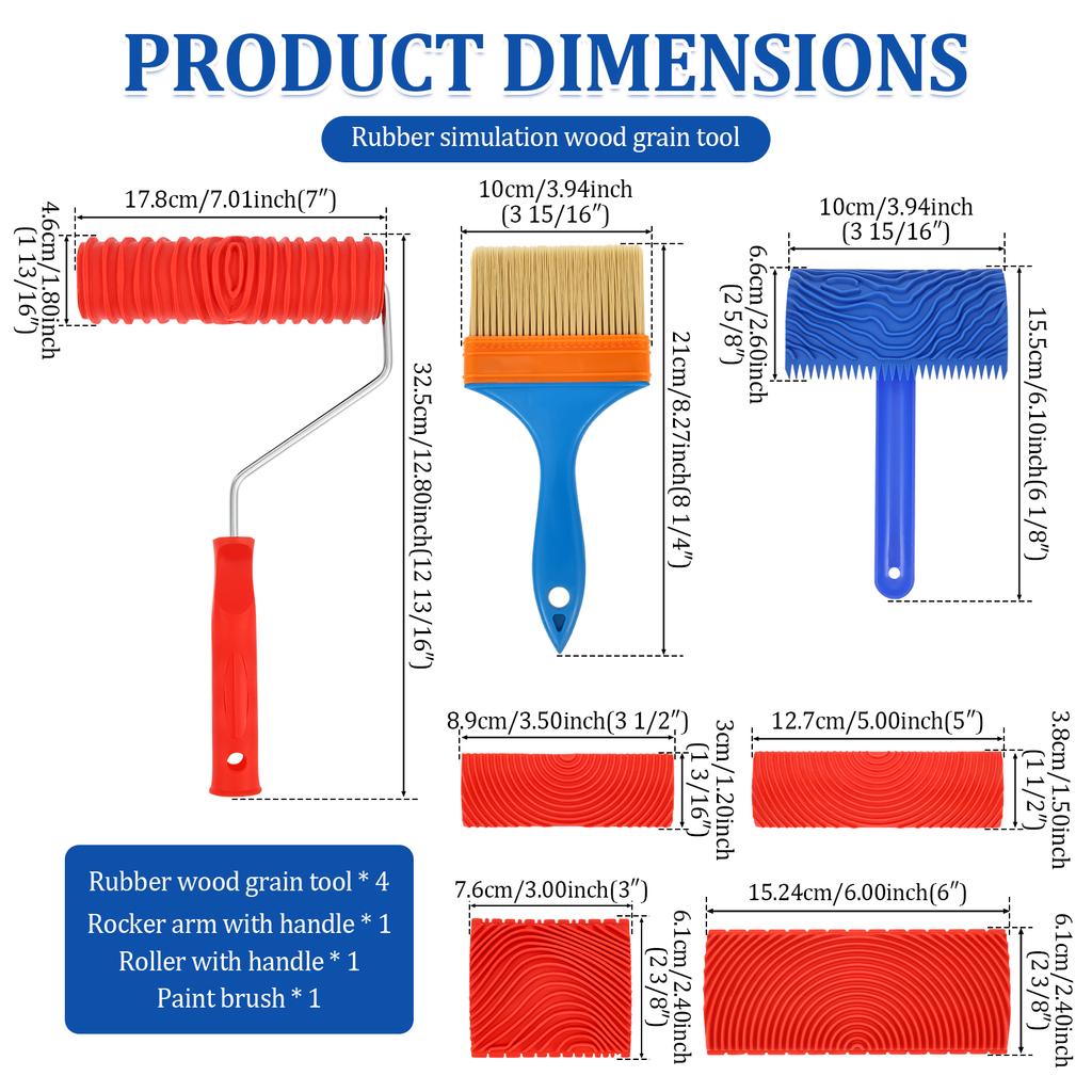 Graining Painting Tool Wood Texture Paint Roller Wood Pattern Tools Wall Room Art Wood Grain Tool for Home Decoration Wall Floor