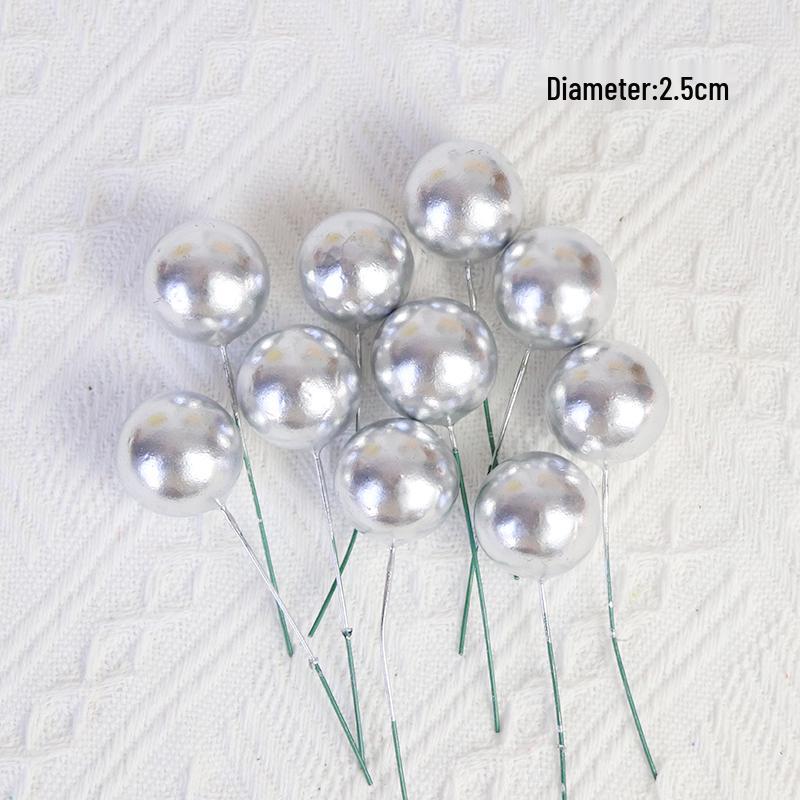 Gold and Silver Cake Decoration Balls Set - 10-Piece Birthday Topper Accessories