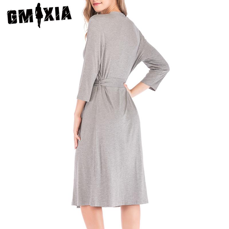 GMXIA Spring and Summer Robes New Women's Loose Loungewear Seven-minute Sleeve Splicing Robe