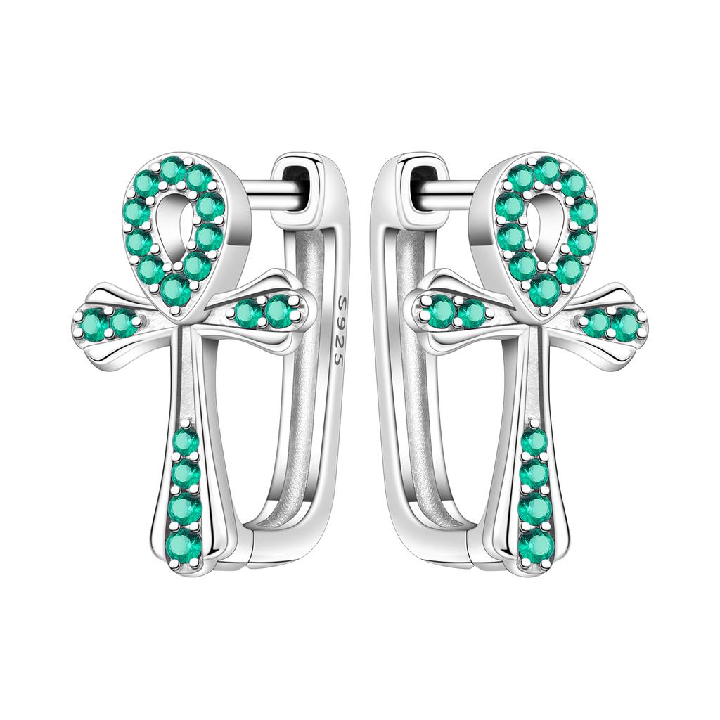 925 Silver Animal Plant Green Series Zircon Hoop Earrings For Women Fashion Jewelry Gift Accessories