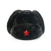 Warm Winter Military Style Earflap Hat Men Women With Embroidered Soviet Emblem Faux Fur Lined Outdoor Cap