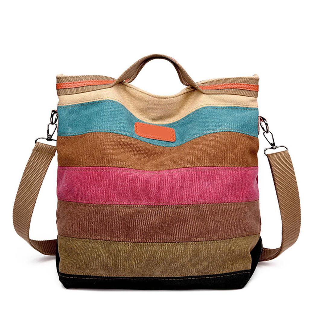 Multicolor Canvas Bag Fashionable Comfortable Casual Large Capacity Crossbody Bag for Women Female Multicolor Free Size