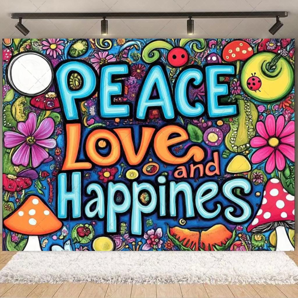 Stile Bohémien Colorato Hippie Bus Tema Sfondo per Compleanno Pace E Amore Decorazioni per Feste Stampa Tie Dye Sfondo in Vinile Regali