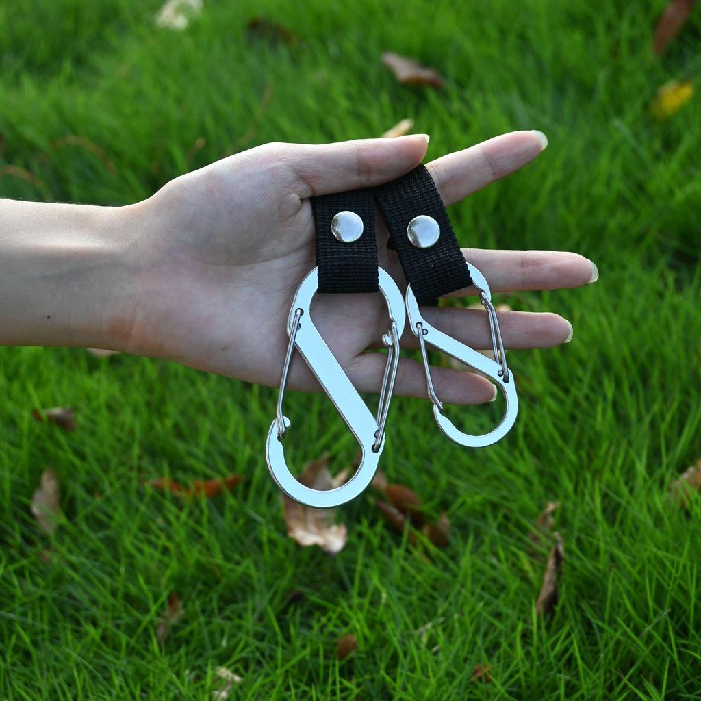 Aluminum Alloy S Hook Carabiner Keychain Set - Size 9, Knitted Strap, Figure-8 Buckle, Waterproof, For Outdoor Backpack