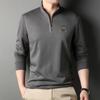Spring New Style Stand-up Collar Trendy Long-sleeved T-shirt Cotton Fashion Casual Zipper Solid Color T-shirt