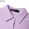 ZANZEA Women Casual Turn Down Collar Short Sleeve Summer Shirt Dress