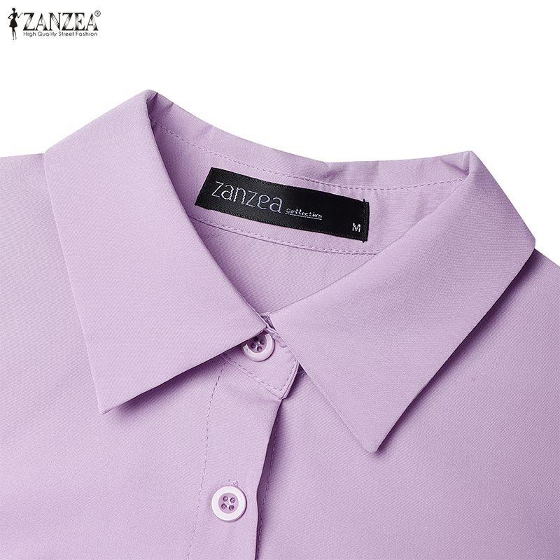 ZANZEA Women Casual Turn Down Collar Short Sleeve Summer Shirt Dress