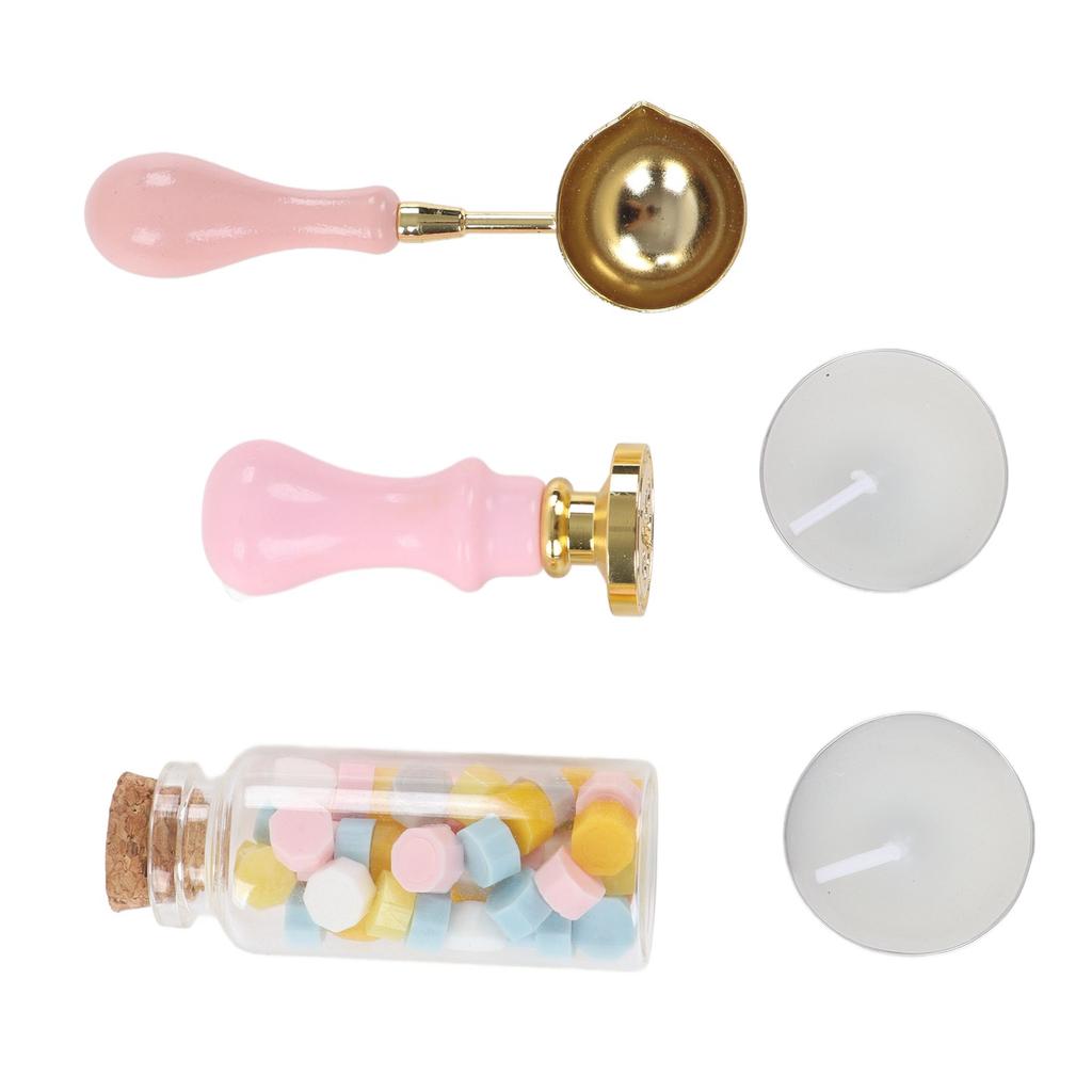 Wax Stamp Kit Retro Removable Handle Pattern Wax Stamp Sealing Kit for Envelope Invitation