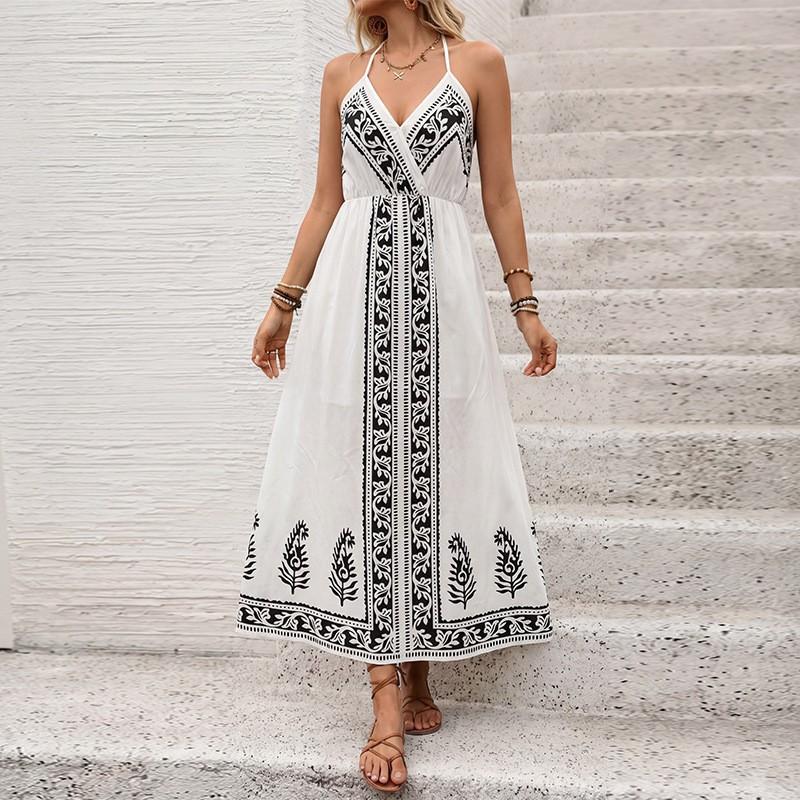 

European American Vacation Style Dress 2026 Summer Russian Fashion Halter Beach S