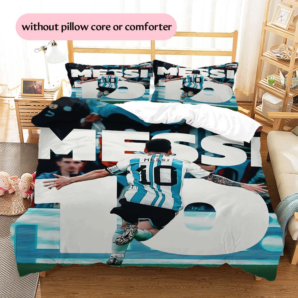 Biancheria da letto con motivo Lionel Messi Decorazione per la casa Regalo di compleanno (1 * copripiumino + 2 * federa, senza nucleo),merchandising per fan.