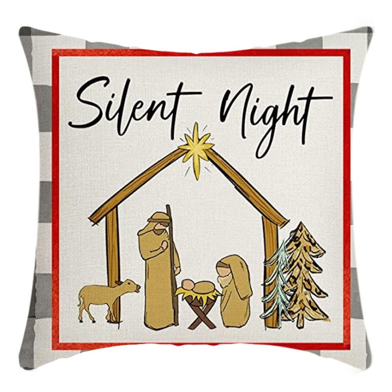 New Christmas Throw Pillow, Polyester Linen, Festive Dress Cushion, Bedroom Living Room Square Pillow, Cushion Pillow Case
