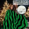 1Pc Soft Single-Sided Printed Blanket 60X80 Inch - Black & White Zebra Stripes On Green Background, High Thread Count