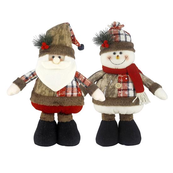 Christmas Doll Pendant Santa Claus Snowman Telescopic Legs Design Plaid Print Xmas Doll Festival
