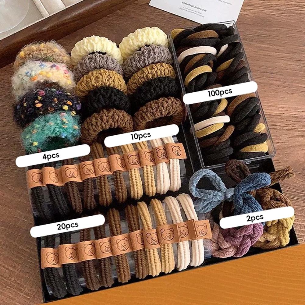 

136 шт./компл. многоцветная резинка для волос простая прочная высокая резинка для волос с конским хвостом высокоэластичная толстая резинка головной убор аксессуары для волос 136pcs