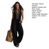 Summer Jumpsuits for Women Stand-collar Sleeveless Loose Overalls with Pockets V-neck Casual Wide Leg Rompers