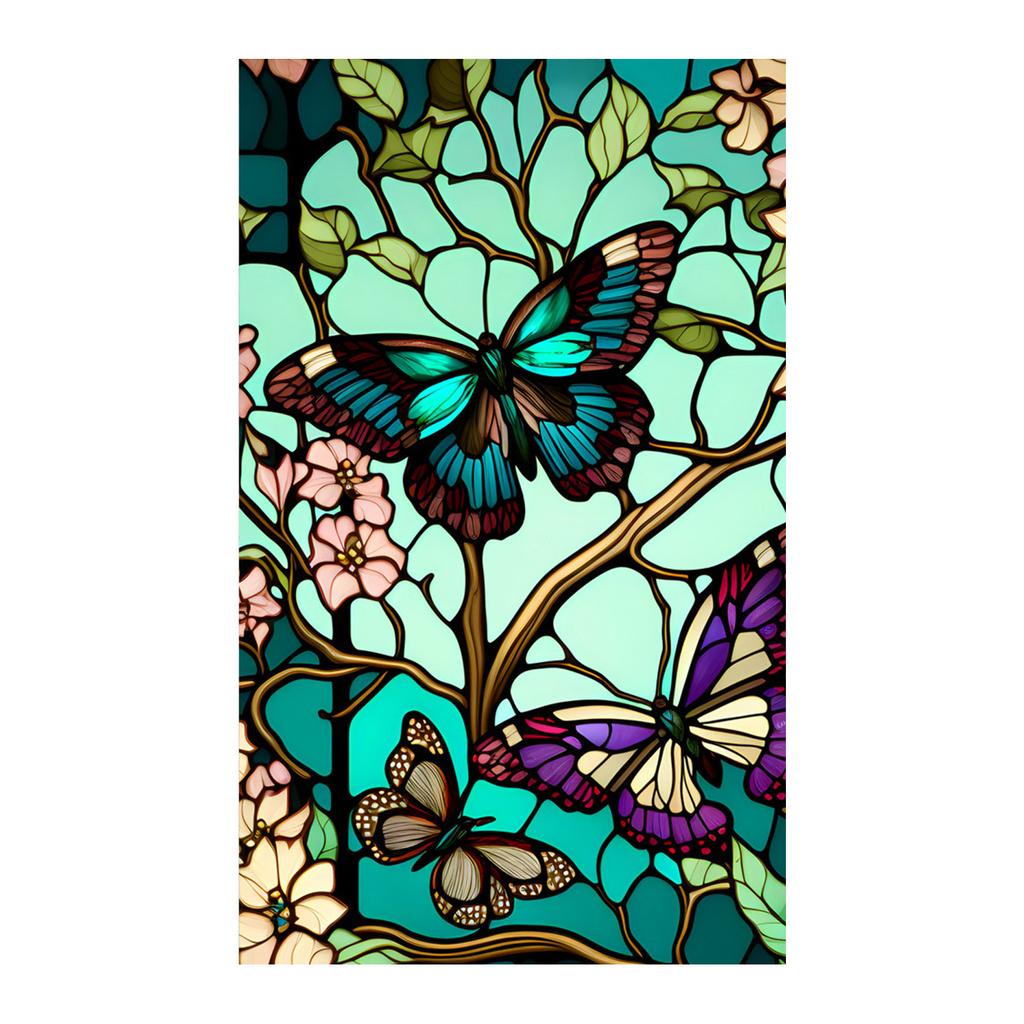 Butterfly Stained Glass Window Film UV Non-adhesive Privacy Window Film Window Decals Static Stickers