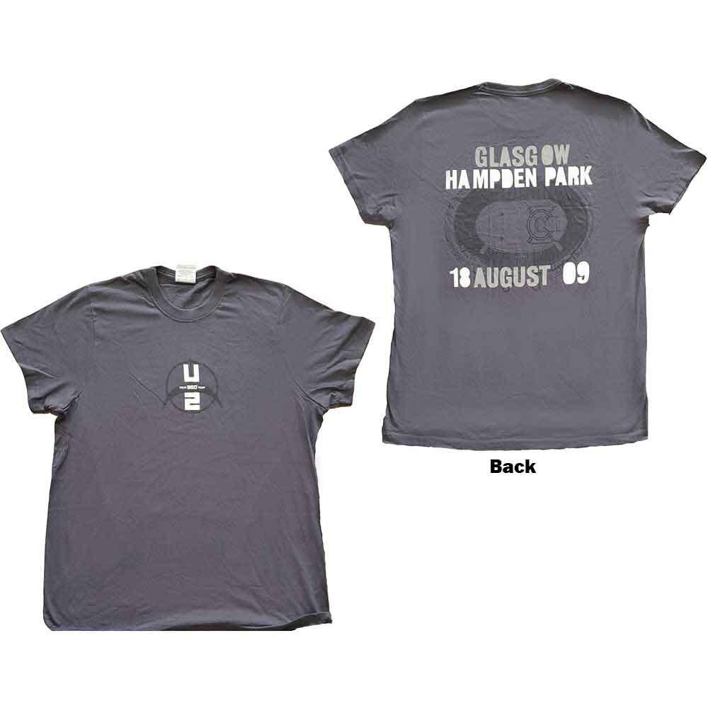 U2 Unisex T-Shirt: 360 Degree Tour Glasgow 2009 (Back Print) (Ex-Tour) (Medium) S