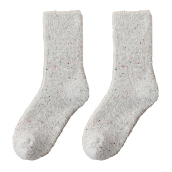 

1 Pair Women Socks Highly Elastic Cozy Winter Ankle Socks Thickened Double-Sided Fleece Warm Slipper Socks