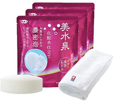 Azuma Shoji Imabari Bisuisen Handmade Lotion Beauty Soap 3 Hot Spring Water Comes with Foaming Net Tabibijin [Includes Towel] pieces/Contains