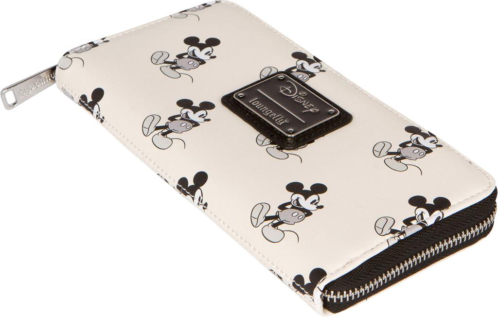 Loungefly Disney Mickey Mouse Faux Leather Wallet Bifold Round - & Zipper, Off-White, Casual.