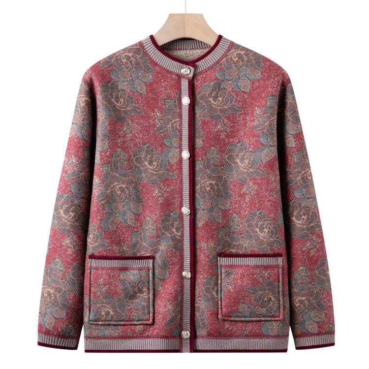 People Add Velvet and Thicken Autumn and Winter Sweaters. Female Mothers Wear New Cardigan Sweaters and Grandma's Autumn Coats.