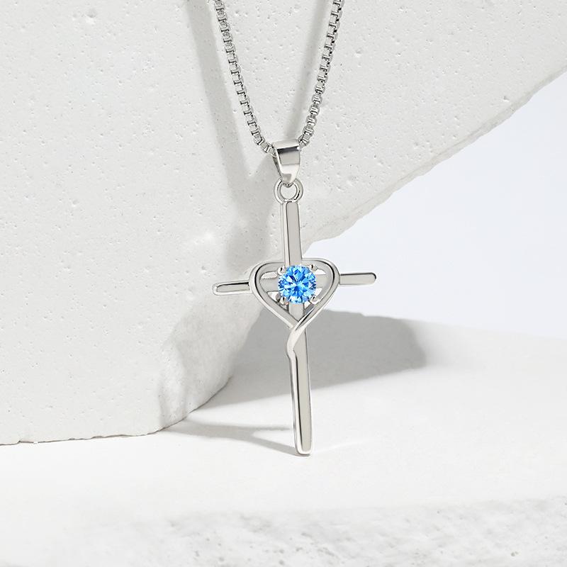 

Ожерелье с крестом в форме сердца с двенадцатью созвездиями из камня и костяной цепью в стиле «Холодный ветер»