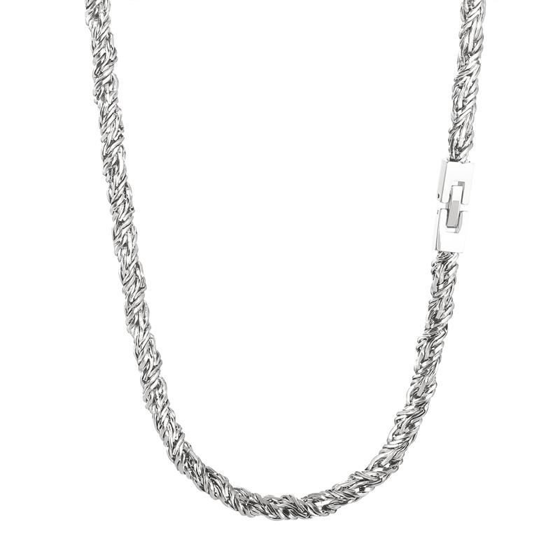 6mm Hip Hop Singular Chain Necklace Men's Stainless Steel Twisted Chain Simple Thick Necklace Gold/Black Color Pop Party Jewelry