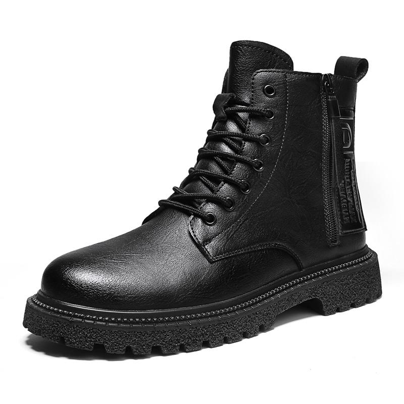 New Original Retro Designer Men Boots High Quality Men's Leather Boot Street Style Hip Hop Motorcycle Shoes Men Winter Fur Boots