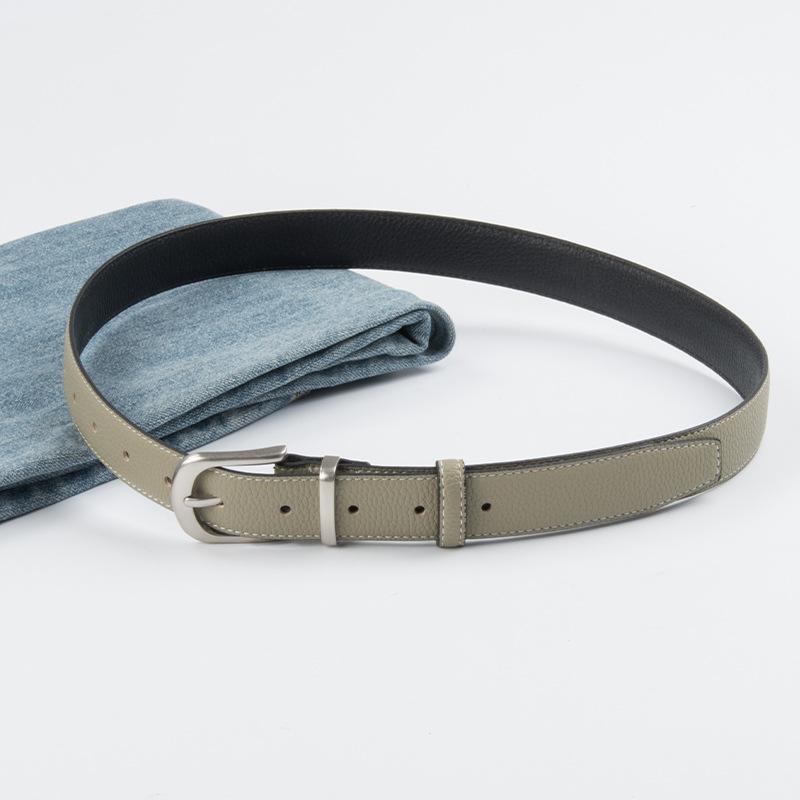 Lychee Pattern First Layer High-End Leather Women'S Belt Cowhide With Sweater Skirt Jeans Women'S Belt Belt Belt