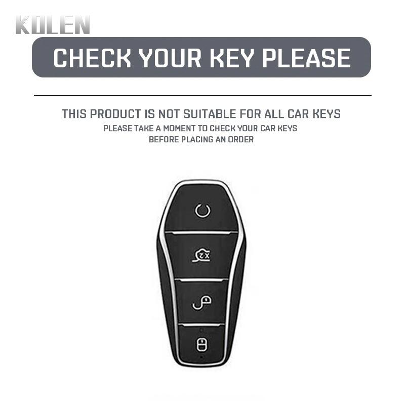 Abs Carbon Fiber Car Key Case Cover Shell For Byd Qin Plusdmi Atto 3 Han Ev Dolphin Durable 4 Buttons Protected Keychain Fob Bag