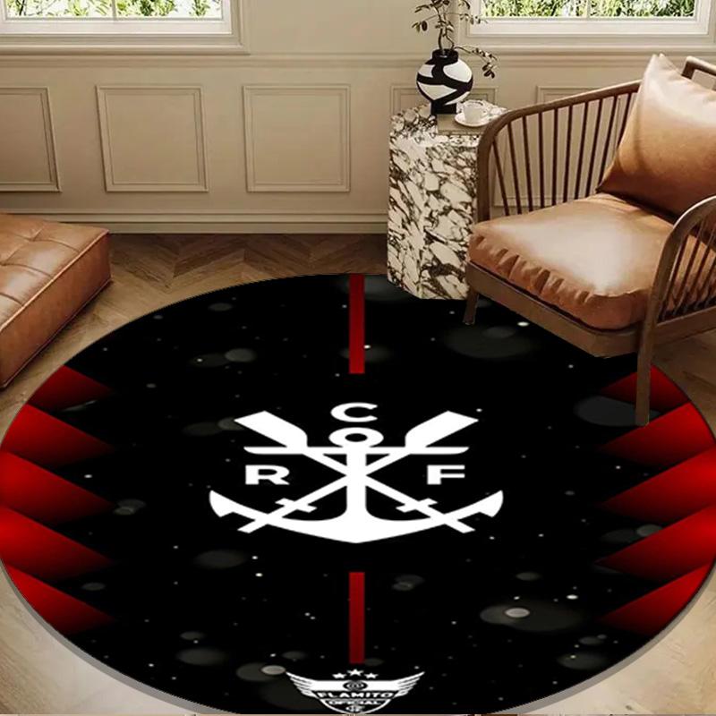 Football Club Emblem Round Rug for Livingroom,Bedroom, Palyroom, Chair Rug, Area Rug, Circle Carpet, Large Size Fan Christmas Gift