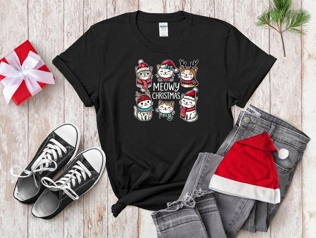 26 Meowy Christmas Cat T-shirt Santa Men Women Unisex T Shirt Hoodie Baseball 4325 Unisex T-Shirt