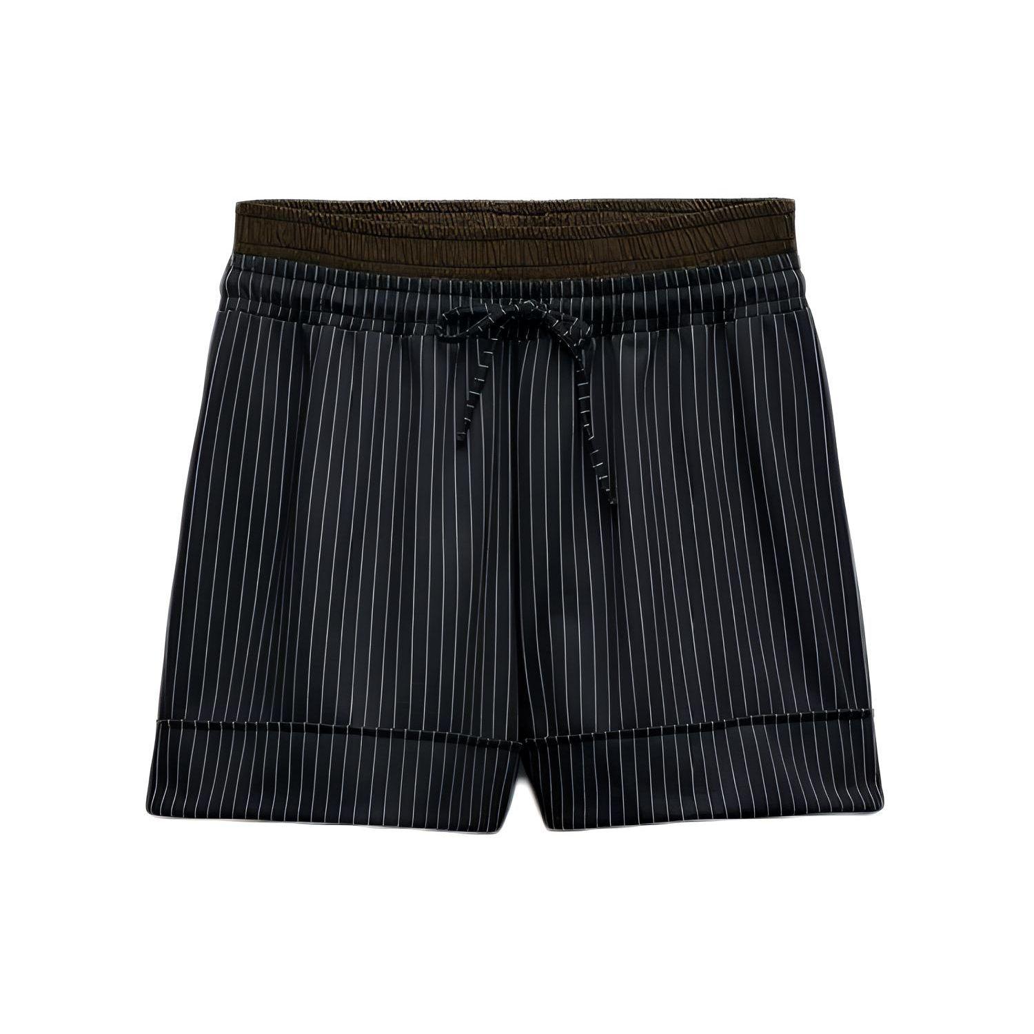 

Zara High-Waisted Striped Casual Shorts Women shorts Black White 0219300-084 L