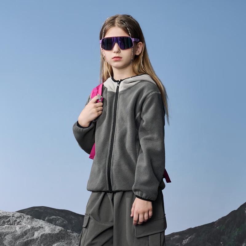 MQD Girls' Autumn Color Block Outdoor Hooded Jacket