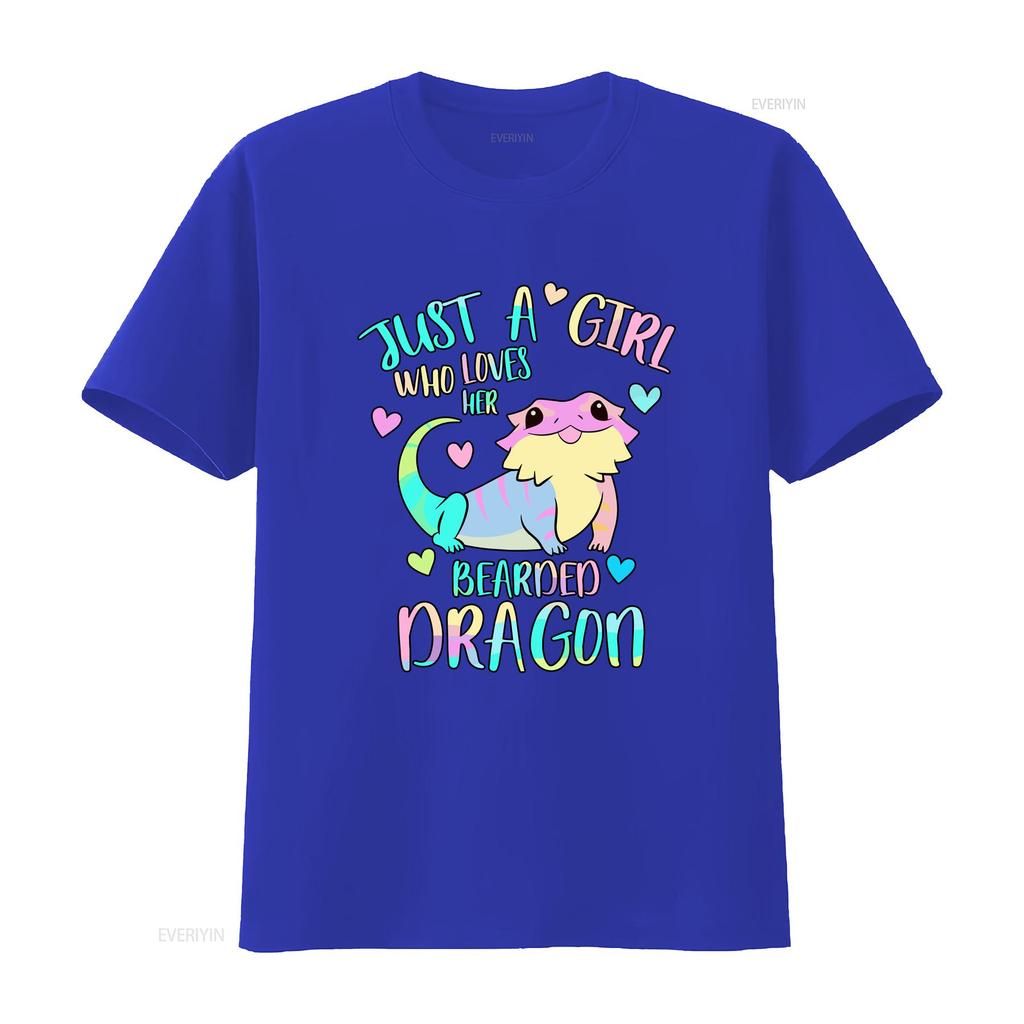 Just A Girl Who Loves Her Bearded Dragons Lizard Reptile T Shirt Vintage Breathable Graphic Top For Everyday Wear Homme
