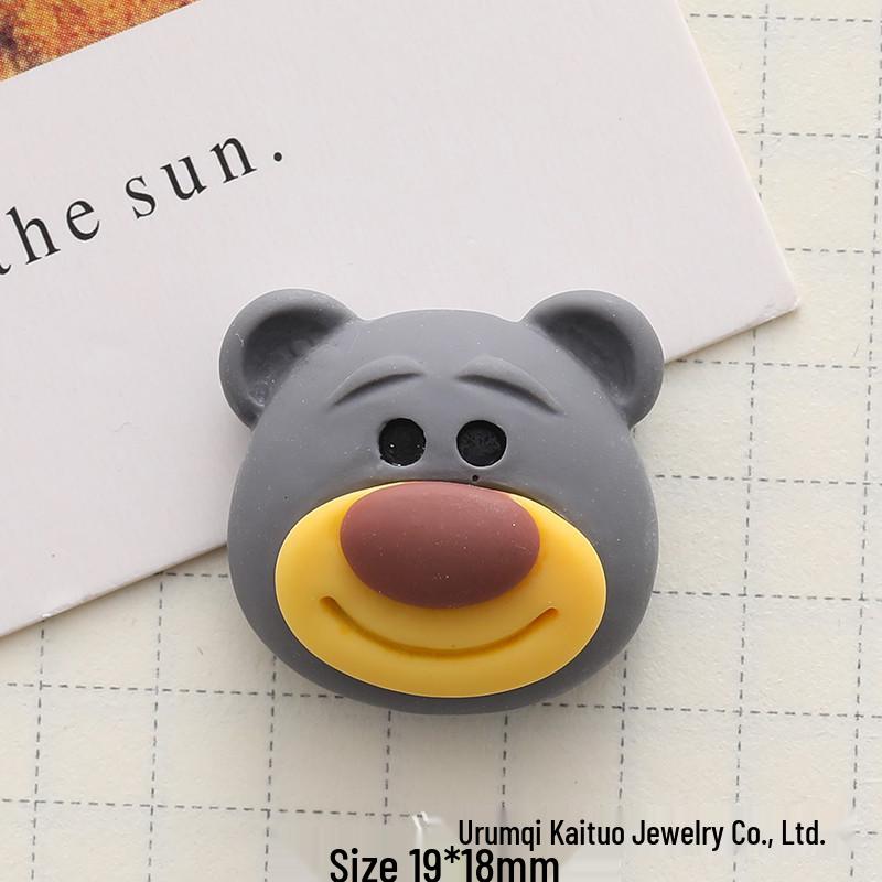 Gray Strawberry Bear Flower Resin Accessories for DIY Phone Cases, Crocs, and Water Cup Decorations