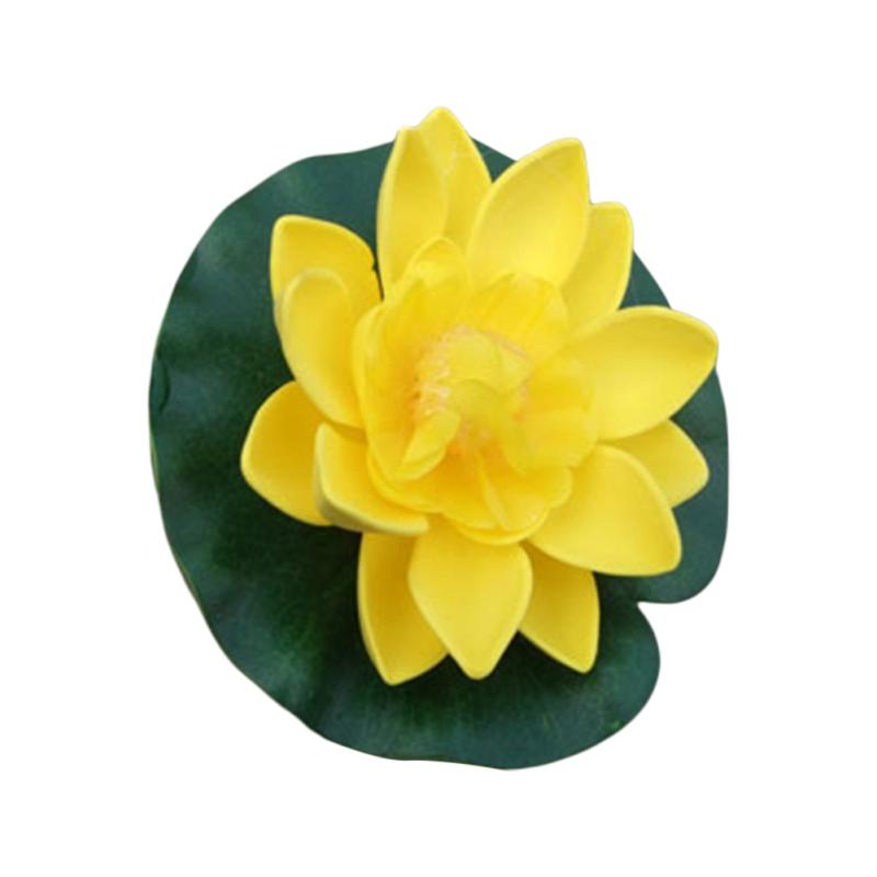 Artificial Floating Foam Lotus with Water Lily Pad Flower Lifelike Floral Ornanment for Home Garden Pond Decor Assorted Colors