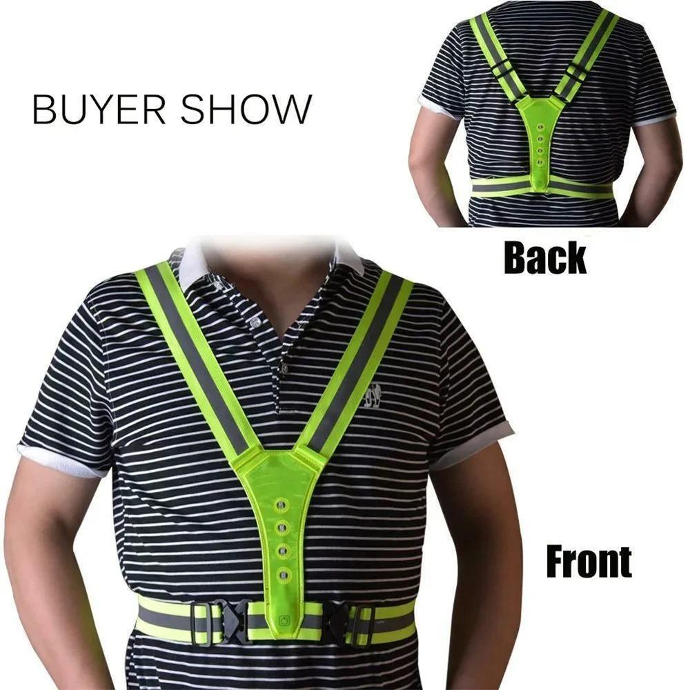 High Visibility Night Running Vest Adjustable Sports Vest  for  Night Warning Work Fishing