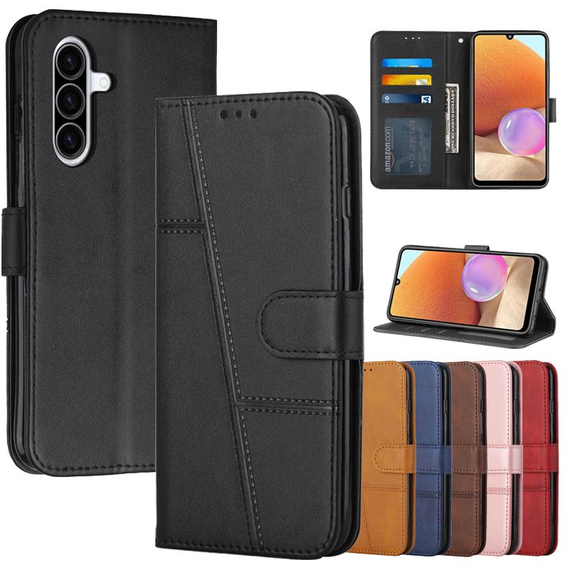 Leather Flip A16 Case on For Samsung Galaxy A16 A15 A25 A26 A35 A36 A55 A56 5G A05 A06 Magnetic Cases Stand Wallet Phone Cover