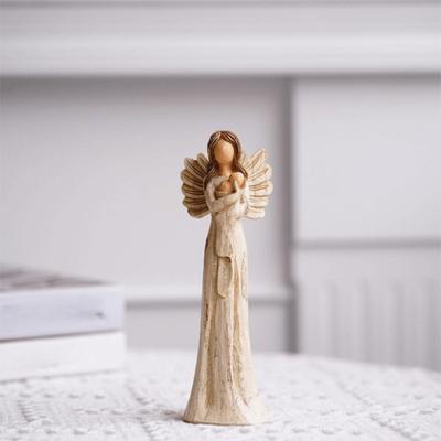Statue Figure d'Ange en Résine Vintage Sculpture d'Ange Élégante Faite à la Main Modèle Artisanat d'Art Rétro Moderne Cadeau d'Anniversaire