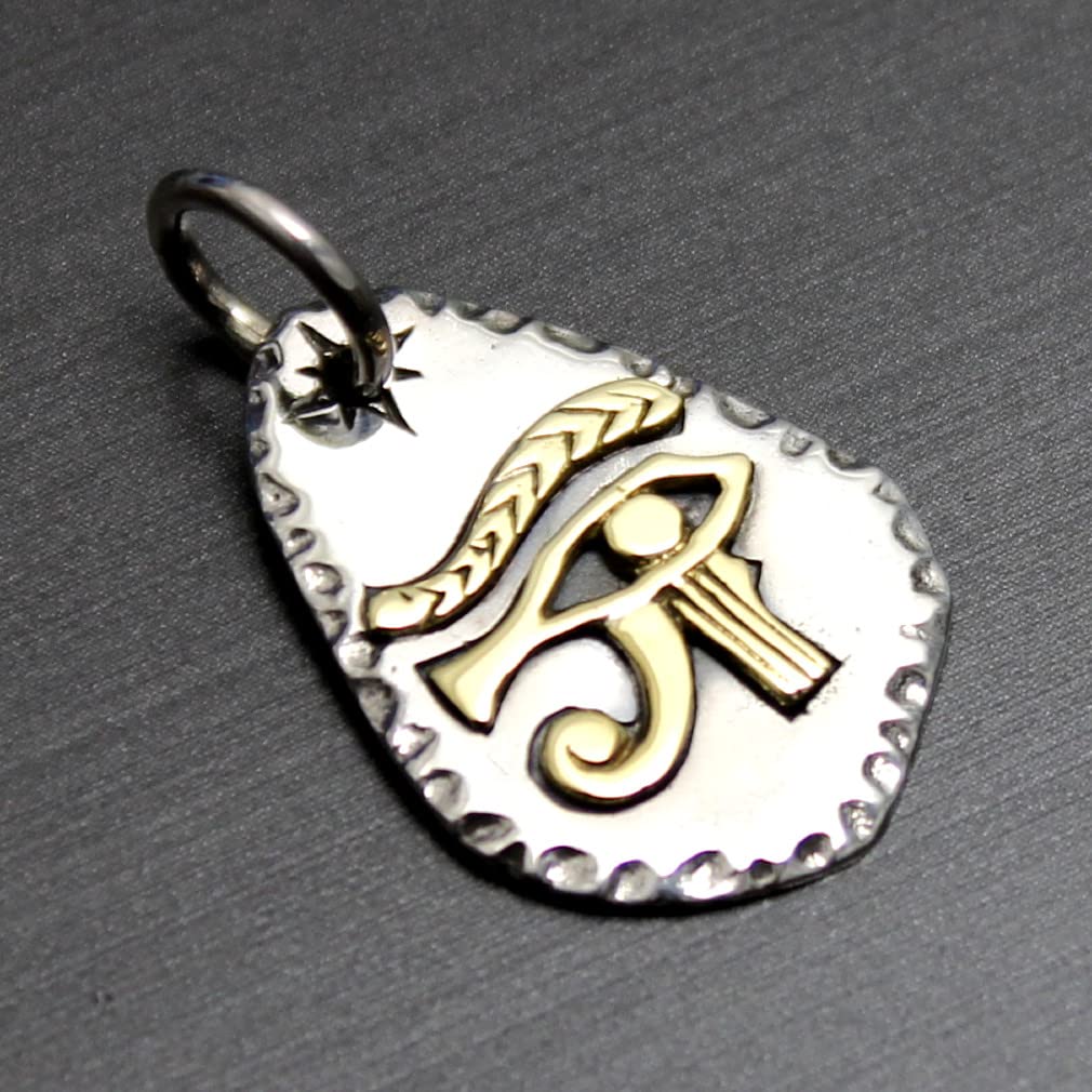 [World Accessories Carmelo] Eye of Horus Pendant, Egyptian Style, Men's & Women's, Sterling Silver 925 Pendant Top