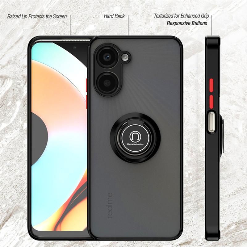 Shockproof Magnetic Matte Case For Realme 11 10 Pro Plus 9 8 7 Pro 5G 9i 8i C35 C33 C31 C30 C21Y C55 C53 Ring Stand Phone Cover