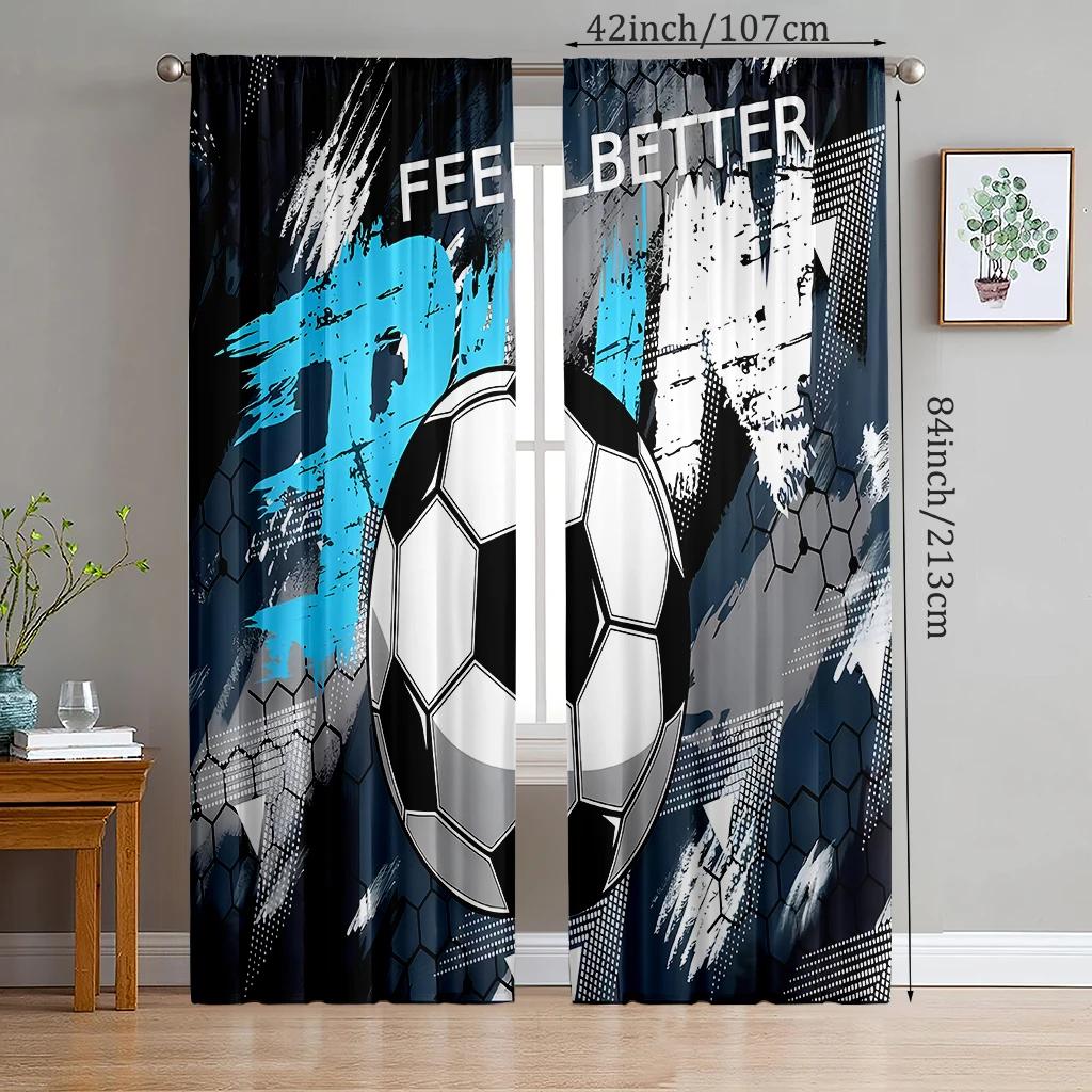 

Football-patterned printed curtains Christmas decorations bedroom and living room home decoration room decoration 100*130 HOOK 1pcs