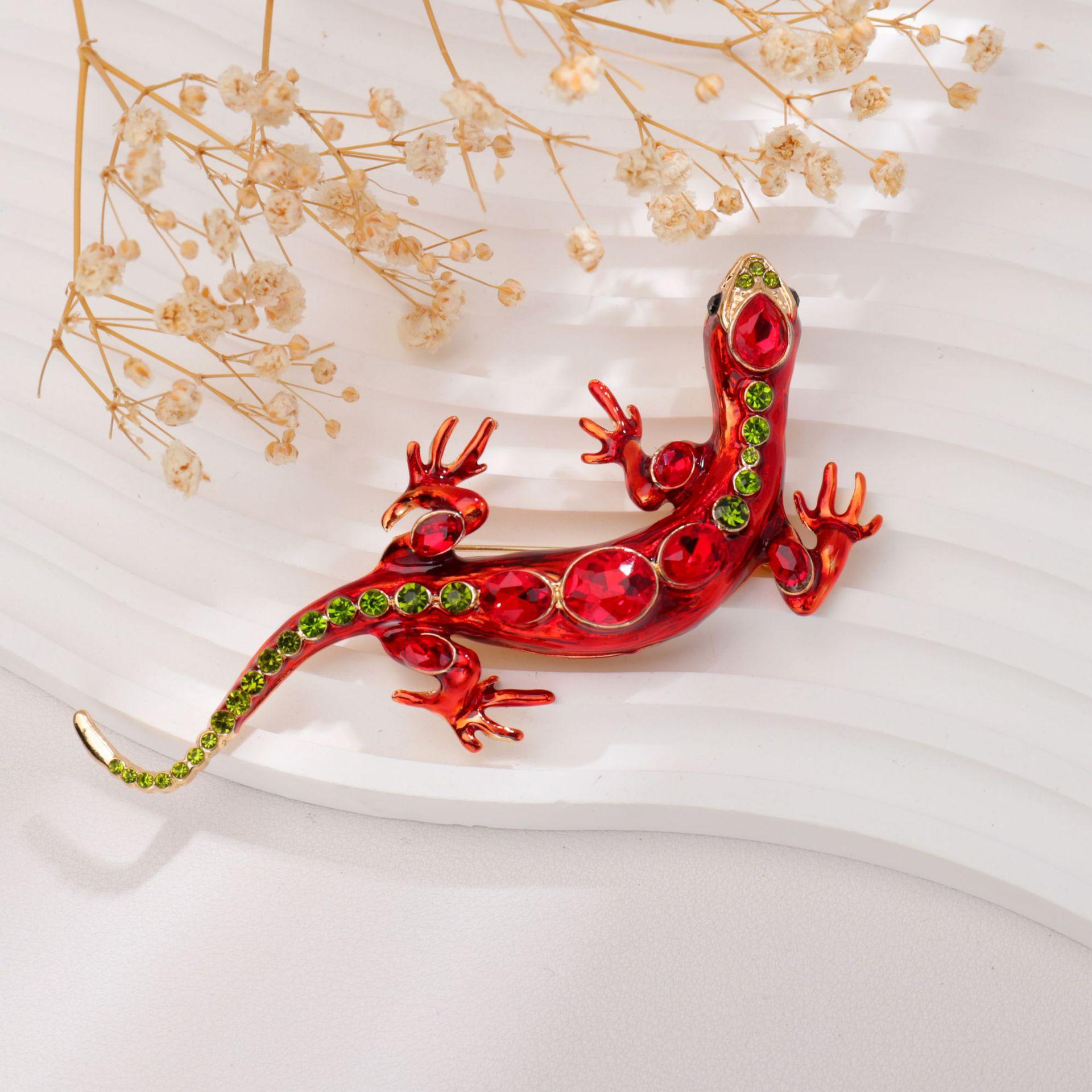 

Брошь-хамелеон с бриллиантовой инкрустацией, высококачественная нишевая картина маслом, животное, стразы, брошь-булавка в виде ящерицы, аксессуары