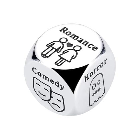 Date Idea Decider Dice Portable Stainless Steel Adults Couple Decision Dice 6 Sides Food Takeaway Decision Dice Girlfriend Boyfriend Gift