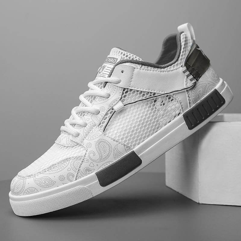 Herrenschuhe in großer Größe 47 Sommer Mesh atmungsaktive kleine weiße Schuhe 46 hohle Mesh-Schuhe 45 Jugend große Mesh-Sport-Board-Schuhe